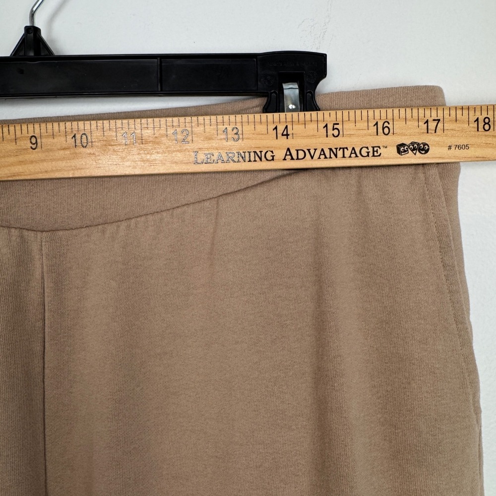 Pure Jill Size M Tall Tan Wide Leg Crop Pants Elastic Waist Organic Cotton Camel - Picture 7 of 13